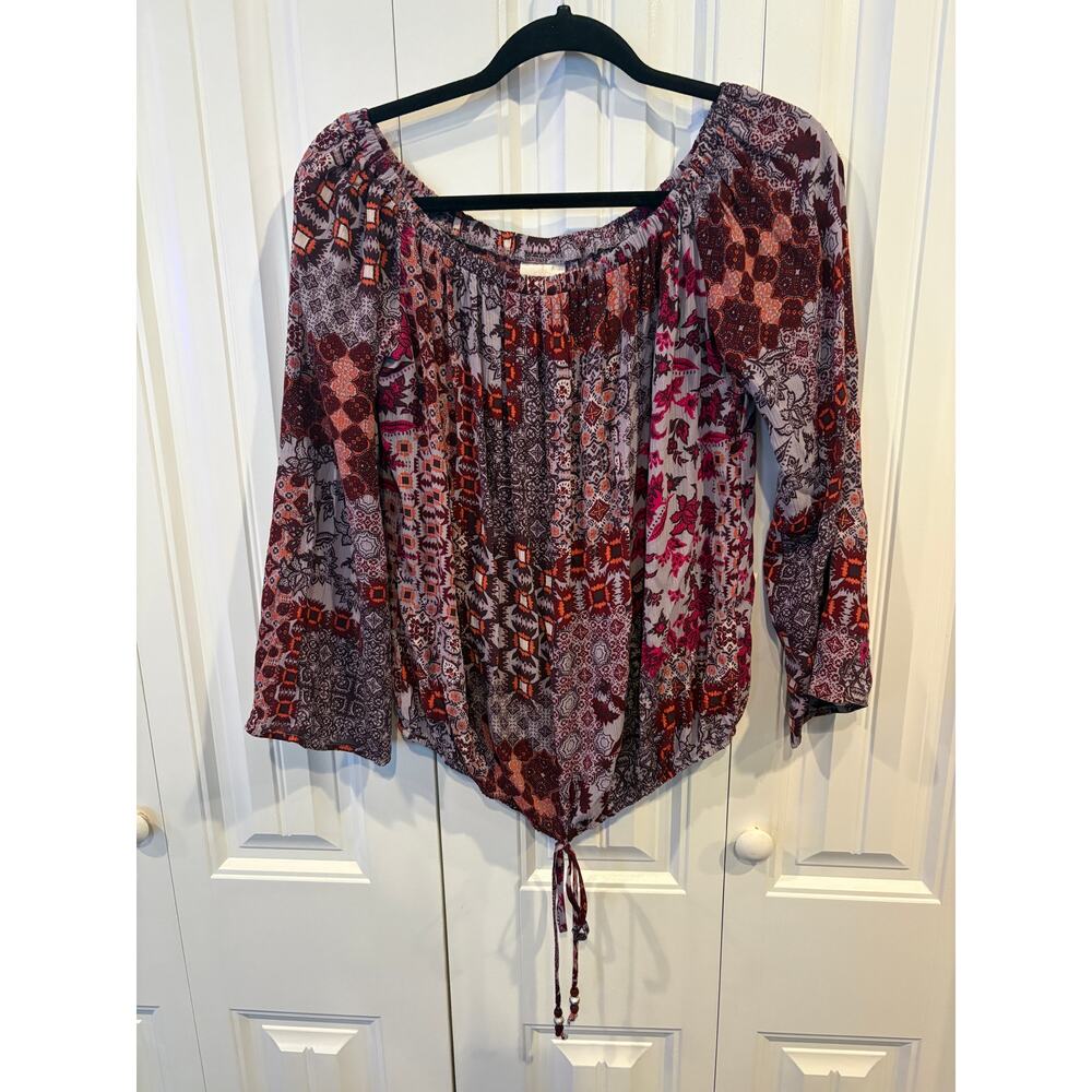 Knox‎ Rose Multi Color Boho Tie Wasit Top Size Small